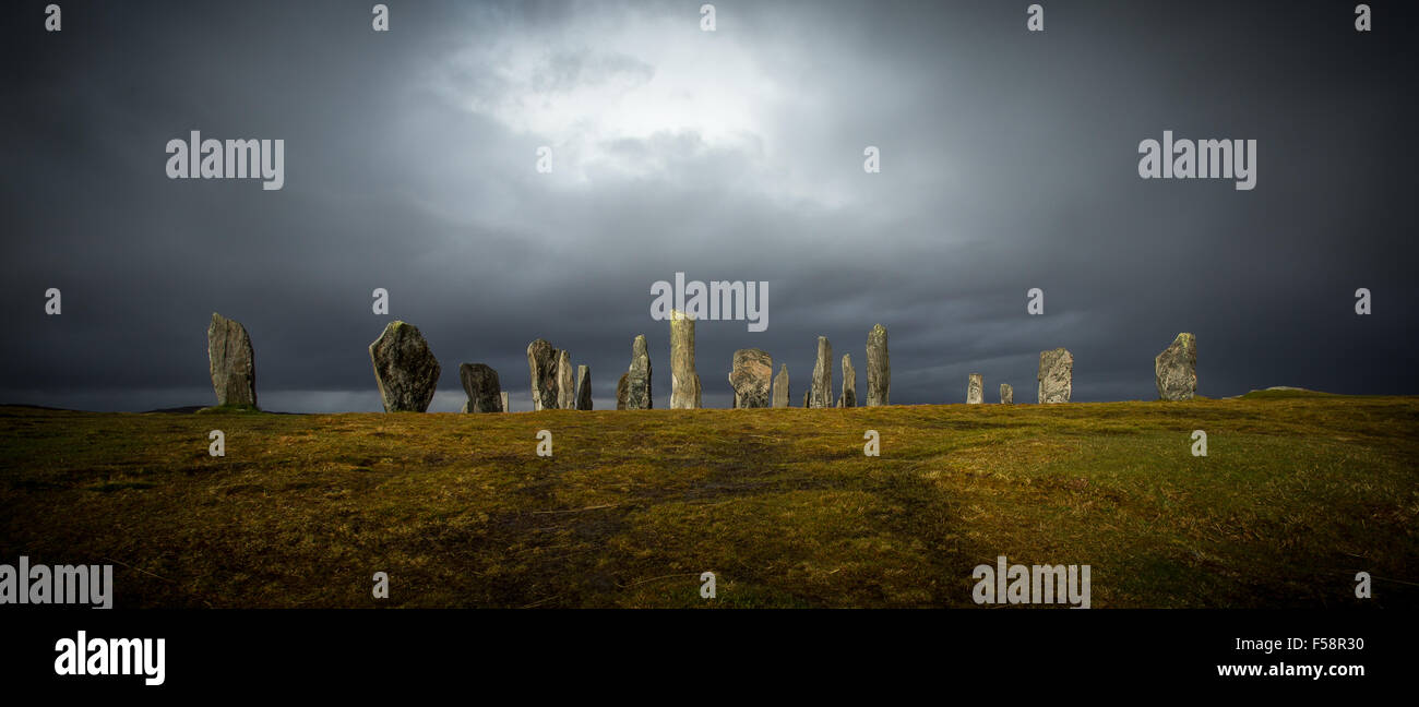 Die prähistorischen Callanish Stones auf der Isle of Lewis, Äußere Hebriden, Schottland Stockfoto