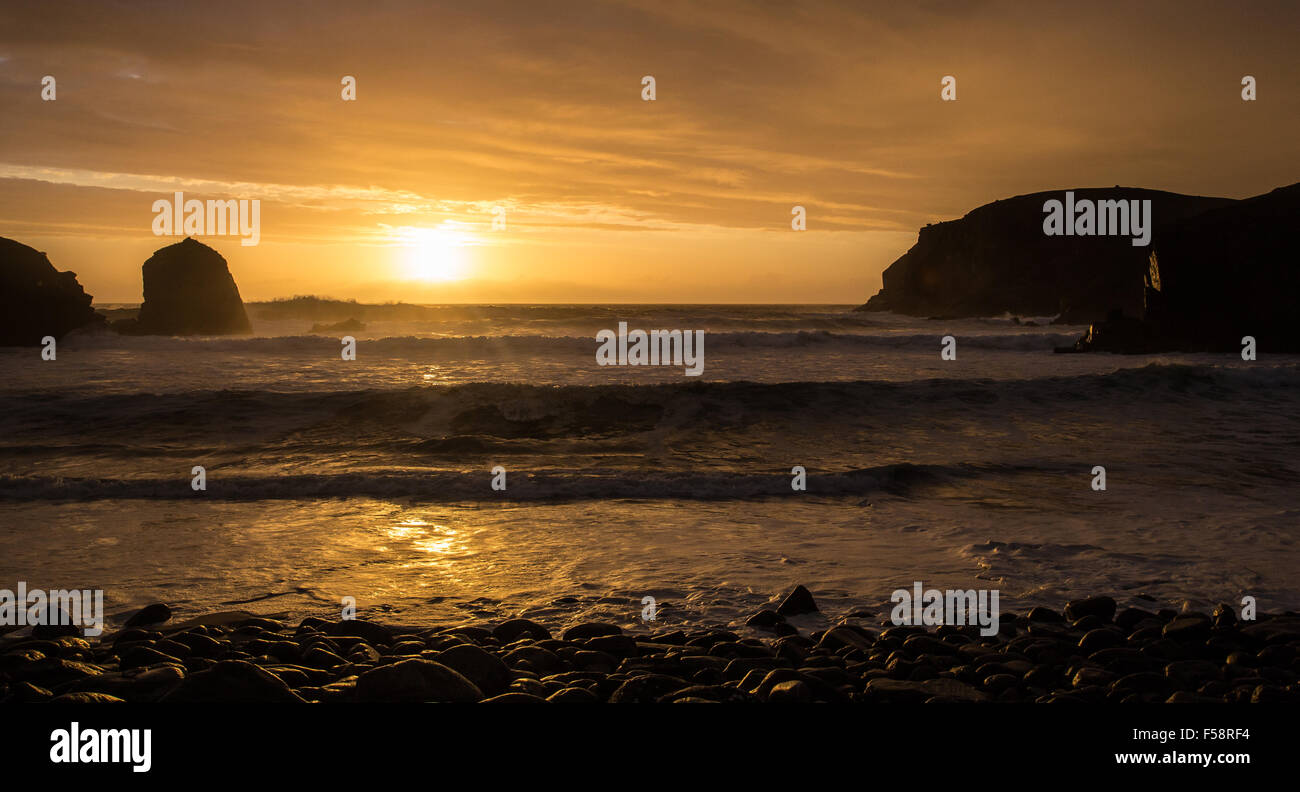 Sonnenuntergang über Dalbeg Bay, Lewis, äußeren Hebriden, Schottland Stockfoto