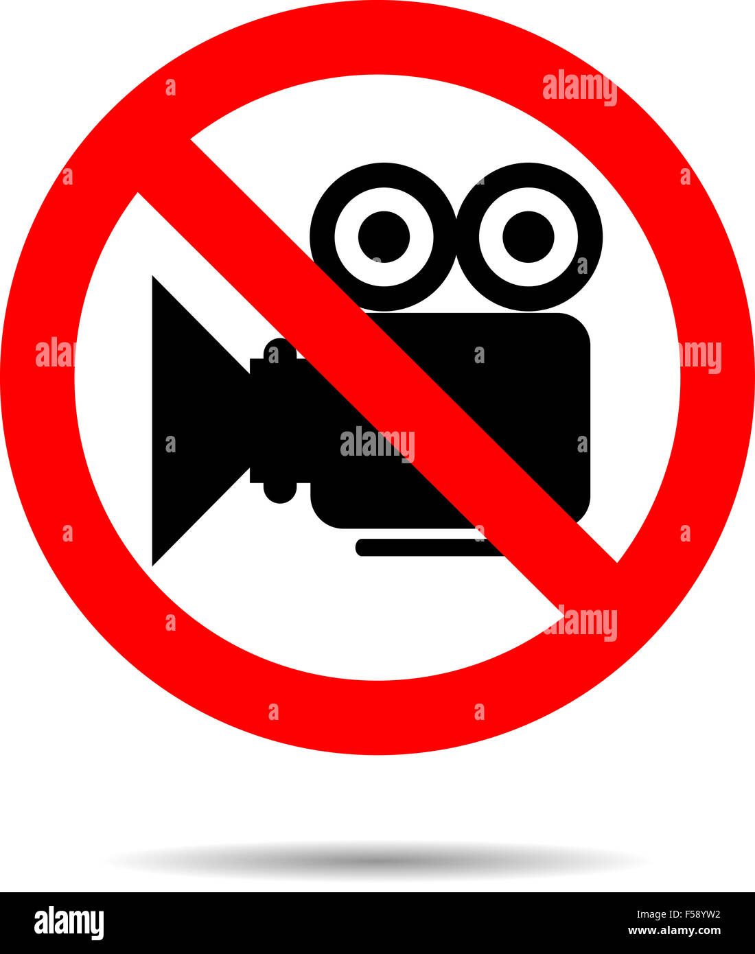 Video-Symbol Zeichen zu verbieten. Kamera Taste Verbot, Halt, nicht Kino, Medienbezeichnung oder Nein, symbol. Vektor Kunst Design Abstrakt ungewöhnliche Stockfoto