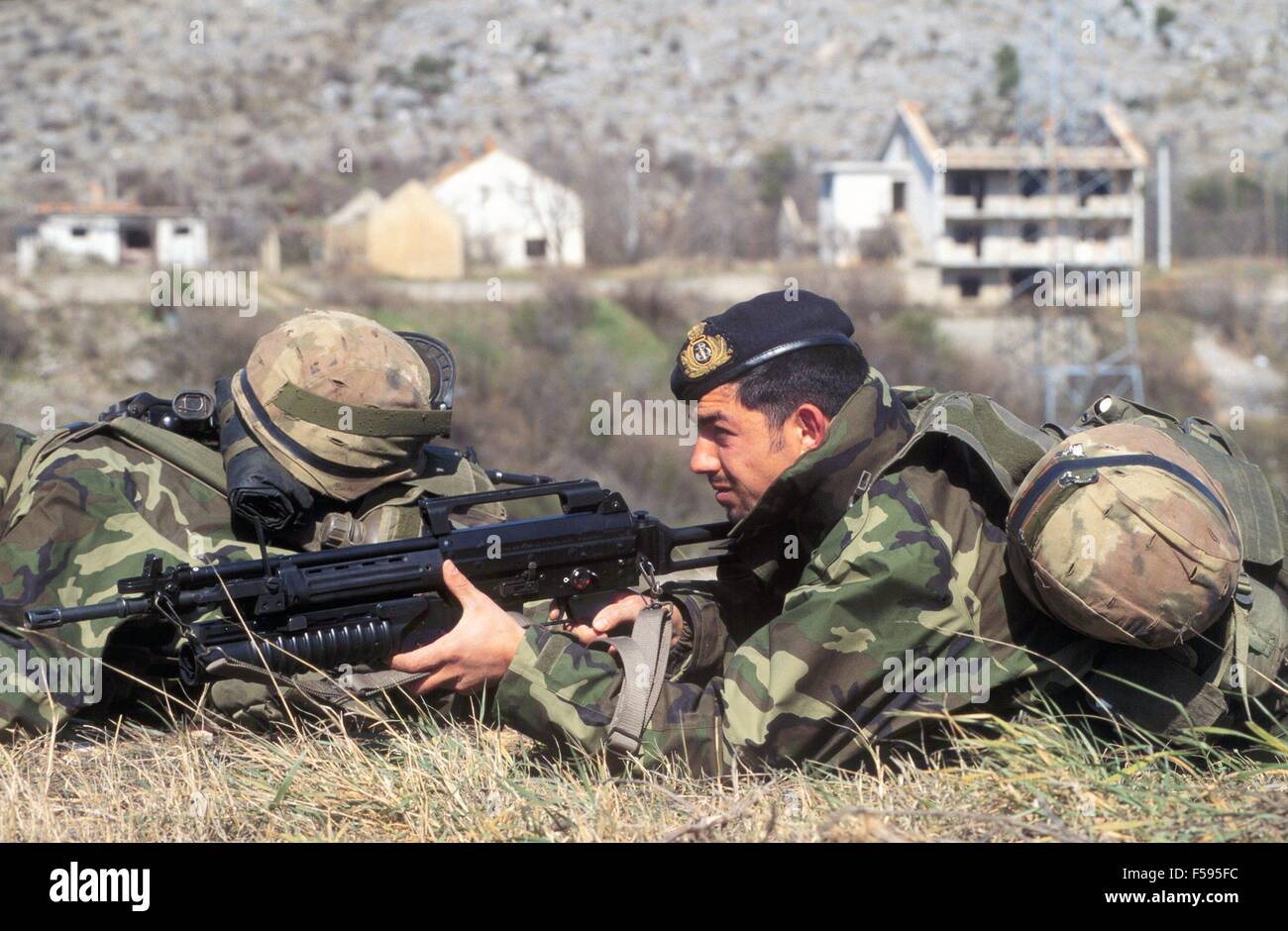 Intervention der NATO in Bosnien-Herzegowina, Marine-Infanteristen des S.Marco Bataillon in der Nähe von Mostar Stockfoto