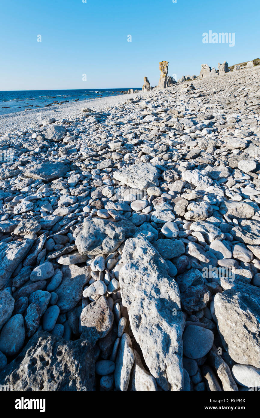 Meer-Stacks. Fårö, Gotland, Schweden Stockfoto
