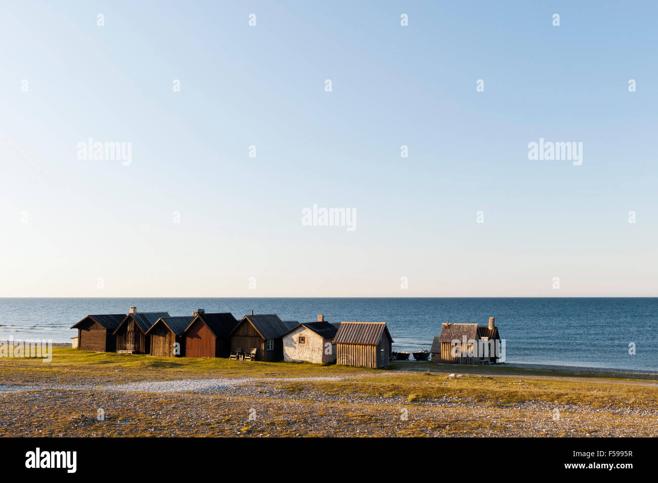 Hausboote auf der Insel Gotland, Schweden Stockfoto