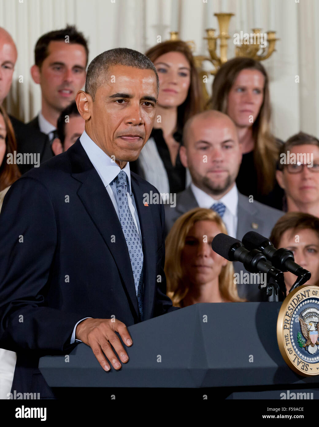 Präsident Obama ehrt uns Frauen-Fußball-Nationalmannschaft in das Weiße Haus - Washington, DC USA Stockfoto