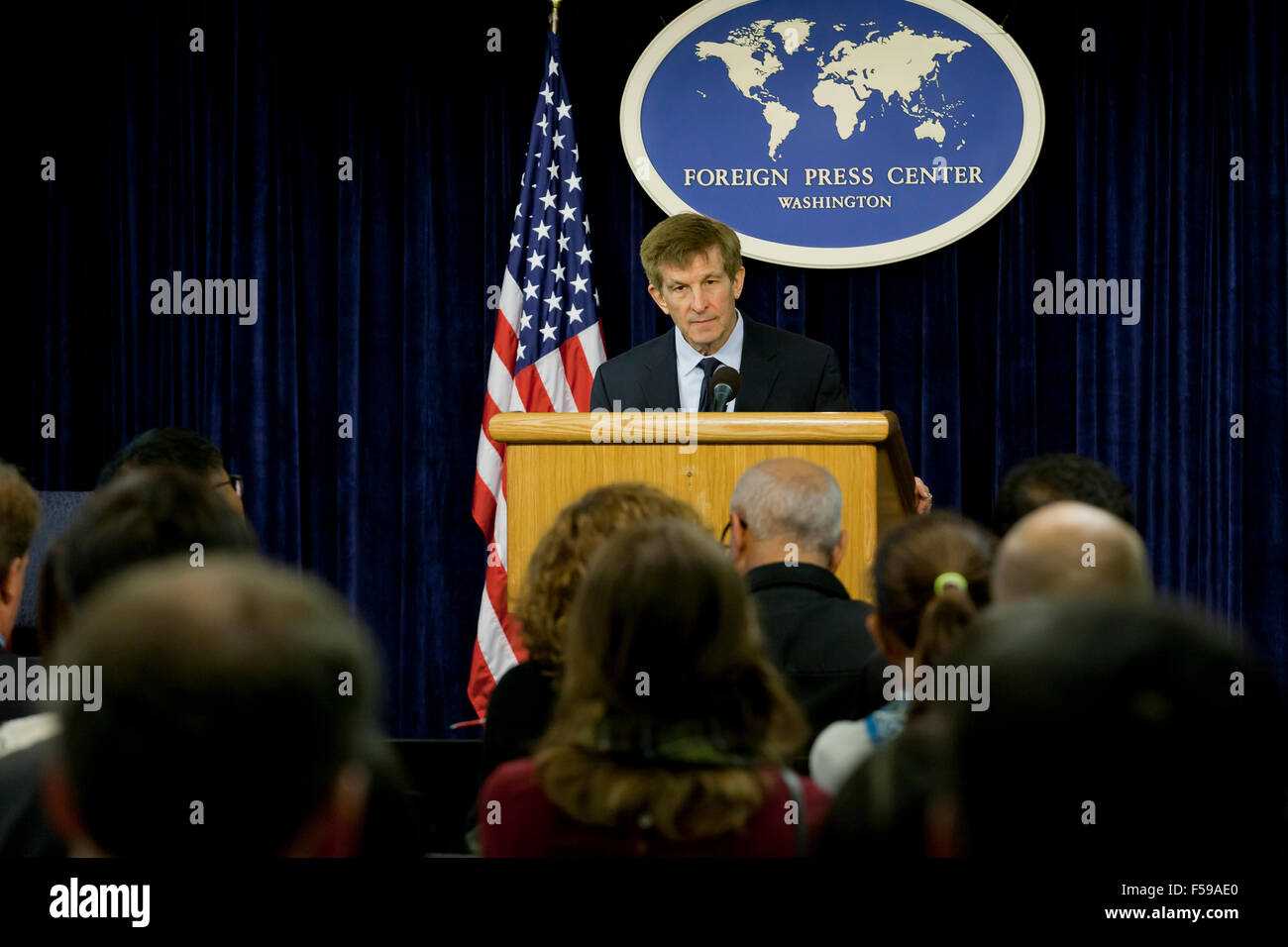 Professor Allan Lichtman der American University, anlässlich uns State Department ausländische Pressecenter zu den Wahlen von 2016 Stockfoto