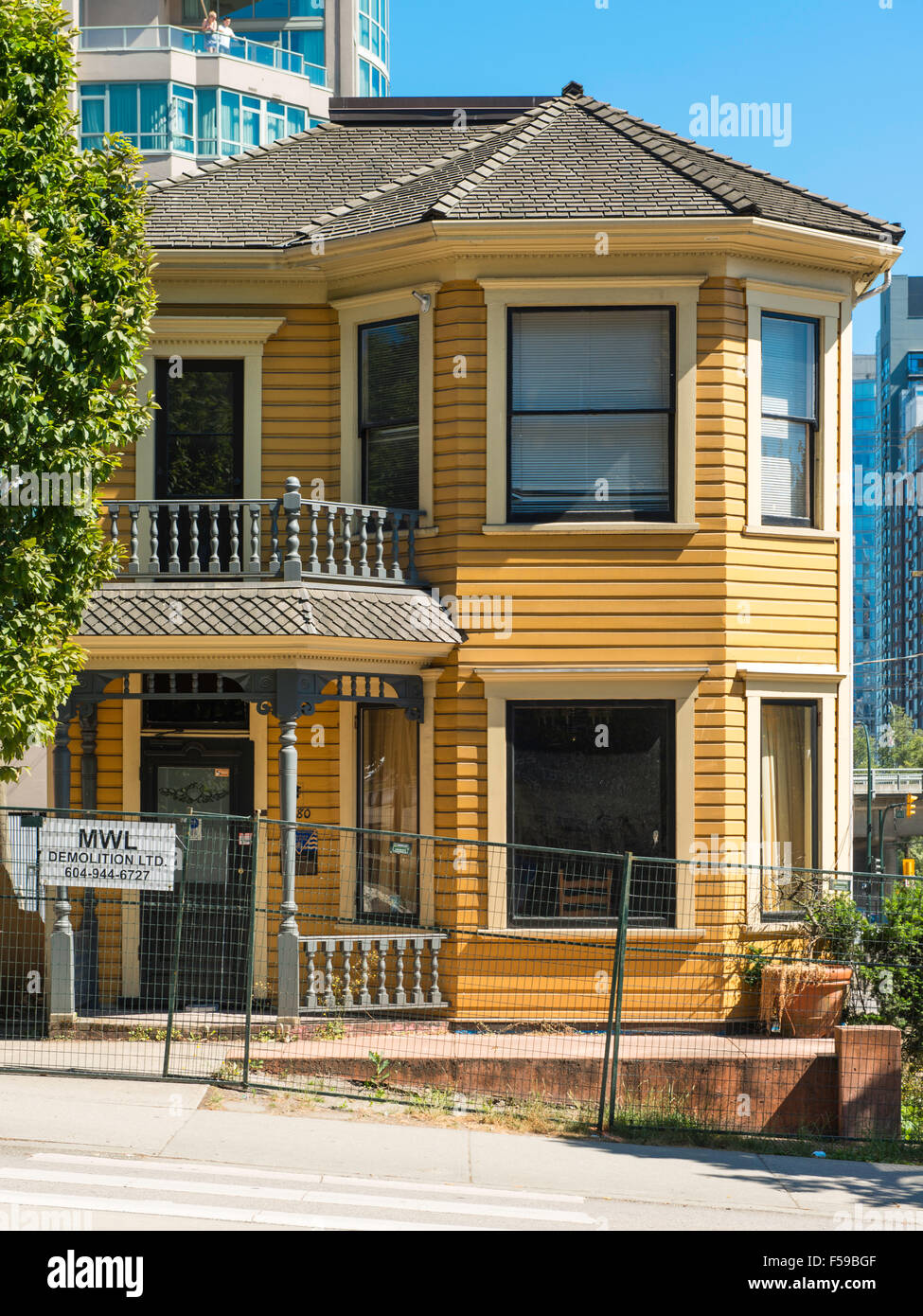 Leslie House (1888), eine hölzerne Erbe 2-geschossiges Haus in Hornby Street, Vancouver, BC, Kanada Stockfoto