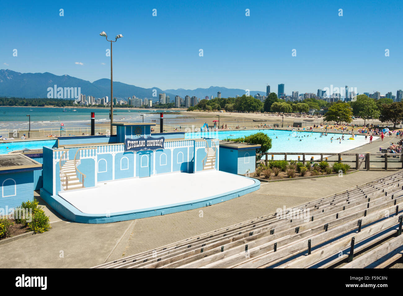 Kitsilano Showboat, Kitsilano Beach, Vancouver, gibt ein Open-Air-Amphitheater. Es beherbergt kostenlose Leistungen im Sommer seit 1935. Stockfoto