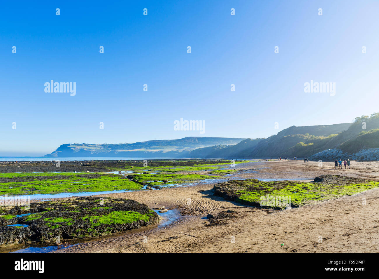 Der Strand und die Küste bei Robin Hoods Bay, North Yorkshire, England, UK Stockfoto