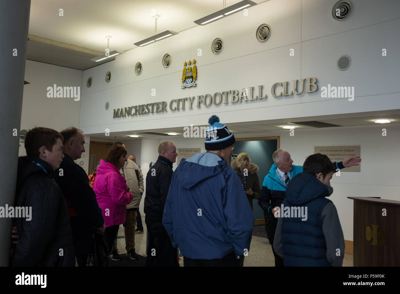 Tour von Etihad Stadium, Haus von Manchester City Football club Stockfoto