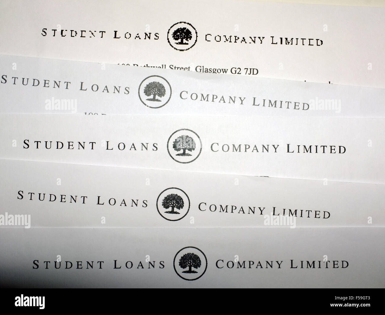 Ein Haufen Papierkram Student Loans Company Limited. Stockfoto