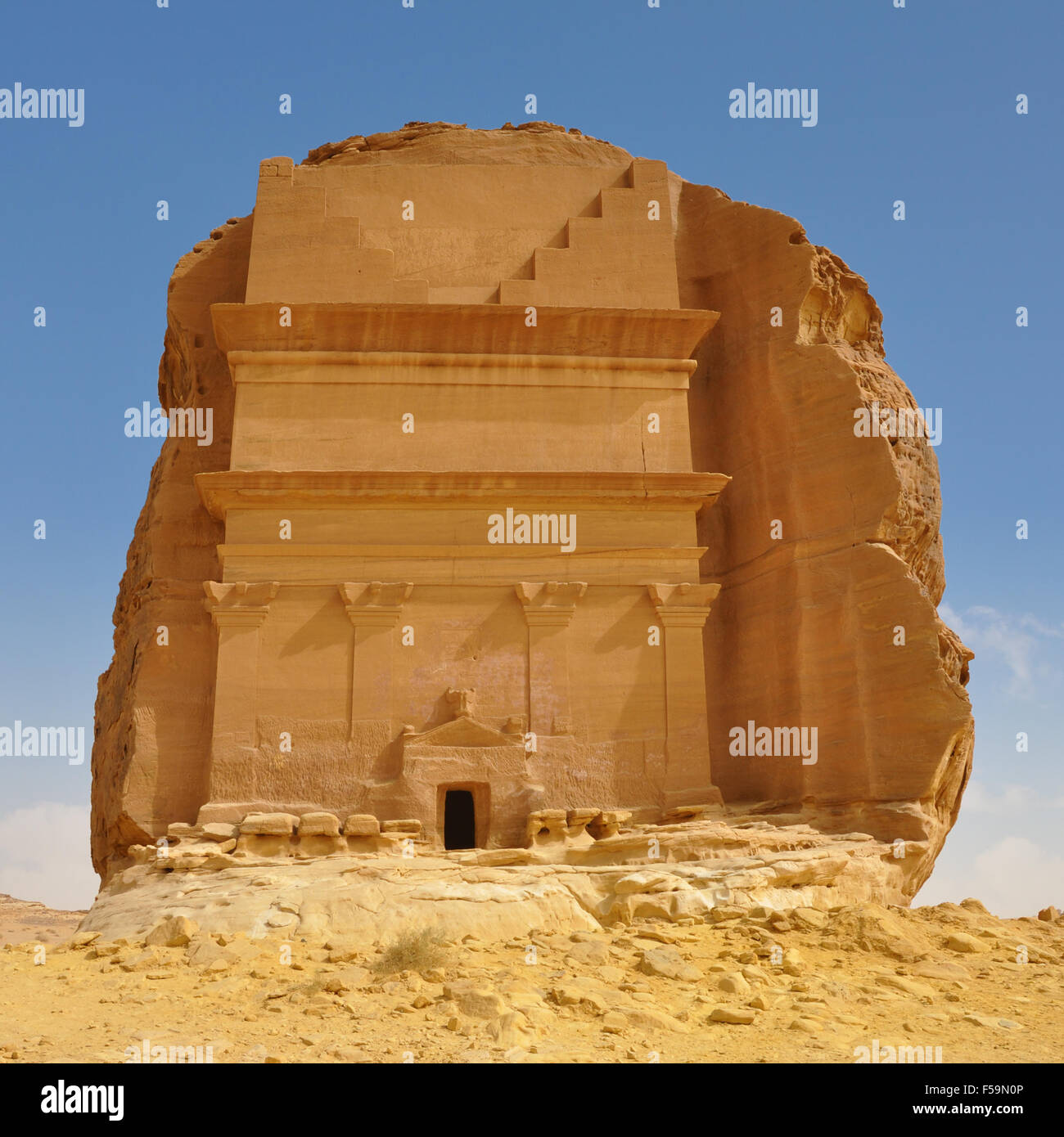 Qasr al Farid, größte Grab in archäologische Stätte Mada'in Saleh, Saudi-Arabien Stockfoto