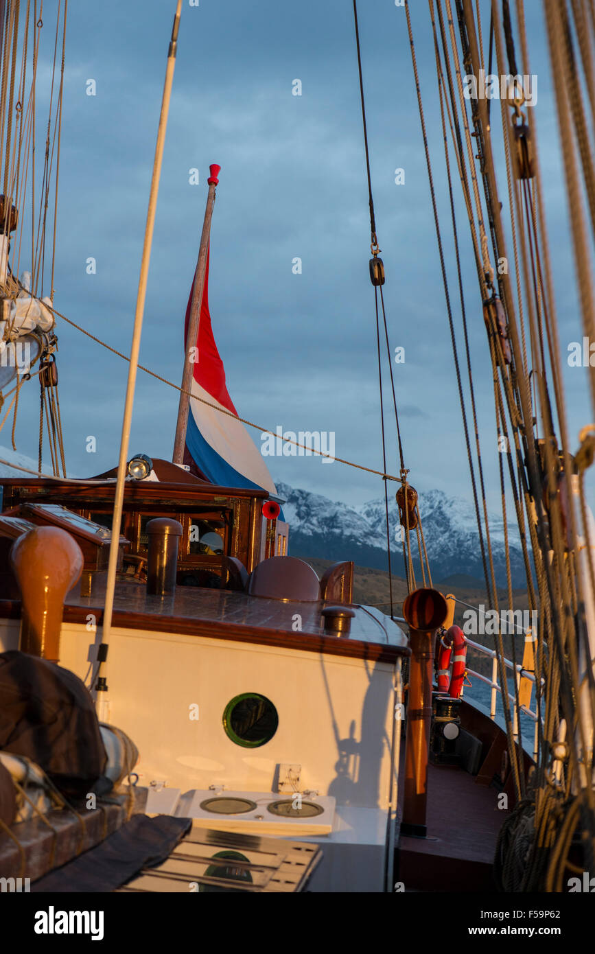 Achterkabine auf einem holländischen Segelschiff, Argentinien Stockfoto