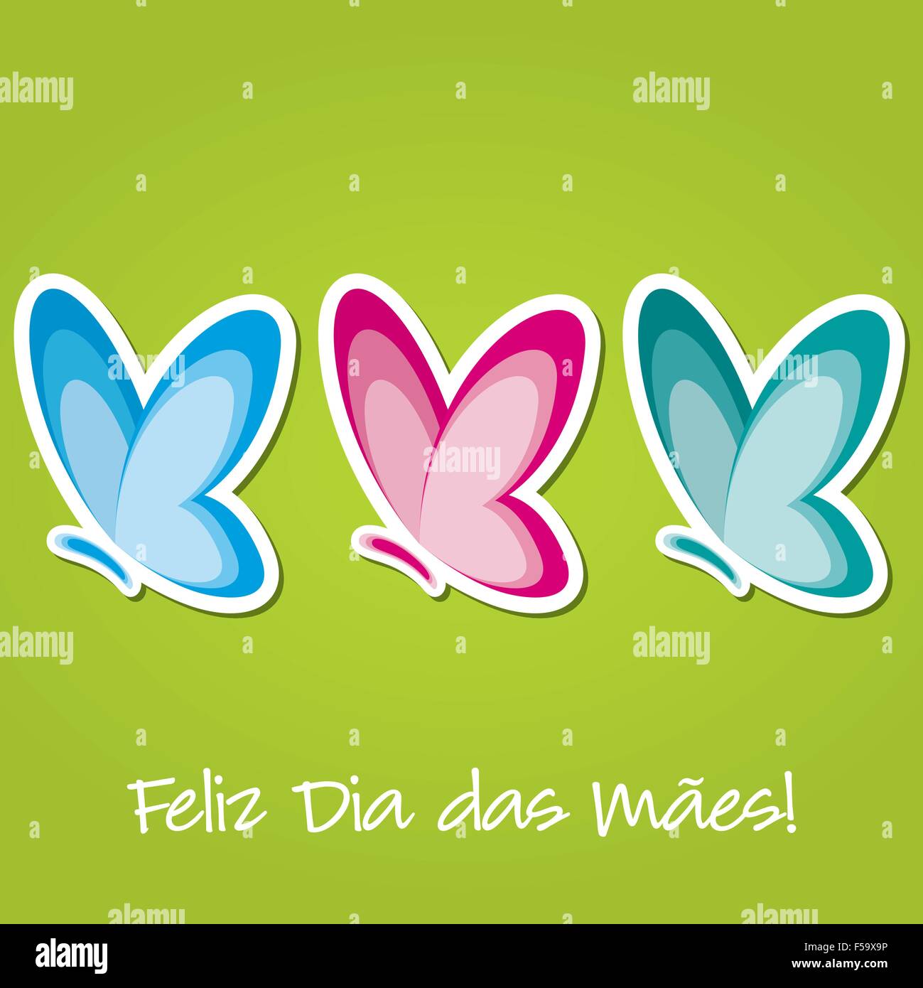 Schmetterling ' glücklich ' Aufkleber Muttertagskarte im Vektor-Format. Stock Vektor