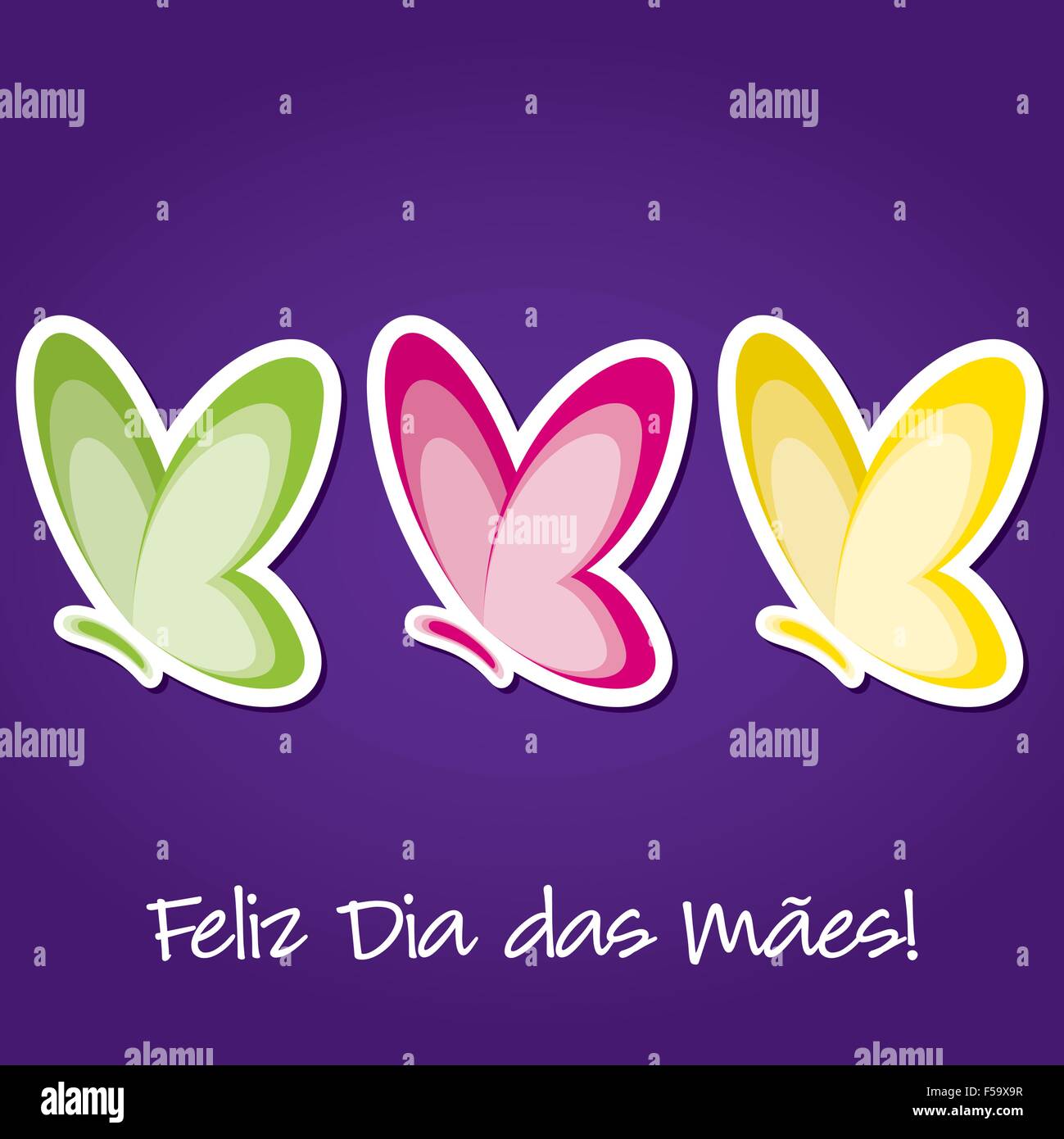 Schmetterling ' glücklich ' Aufkleber Muttertagskarte im Vektor-Format. Stock Vektor