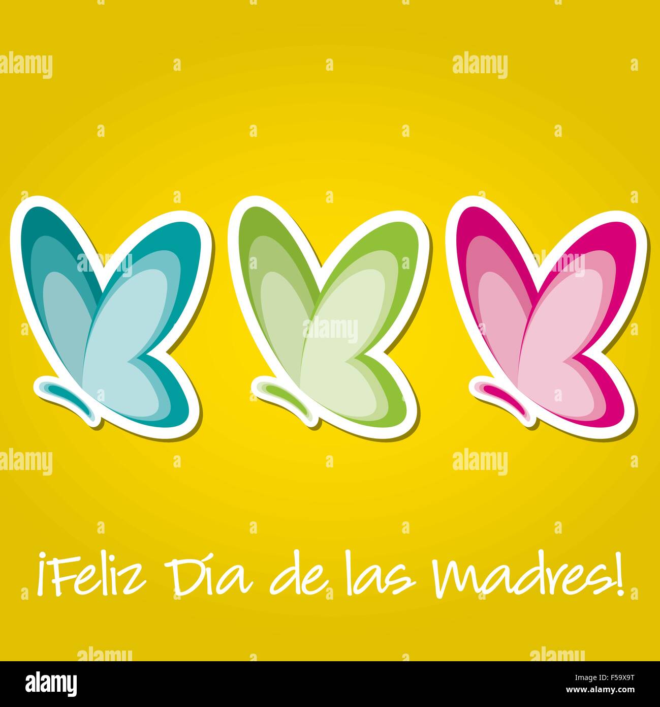 Schmetterling ' glücklich ' Aufkleber Muttertagskarte im Vektor-Format. Stock Vektor