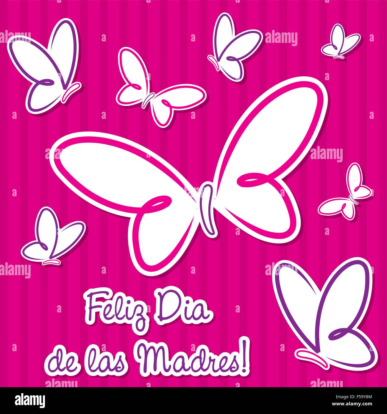 Hellen Schmetterling ' glücklich ' Aufkleber Muttertagskarte im Vektor-Format. Stock Vektor