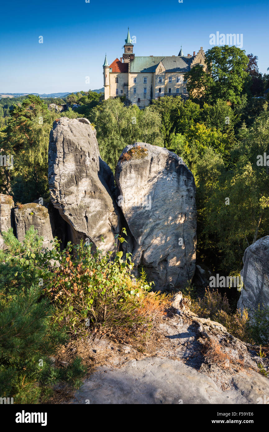 Schloss Hruba Skala, Böhmisches Paradies, Cesky Raj, Tschechische Republik, Europa Stockfoto