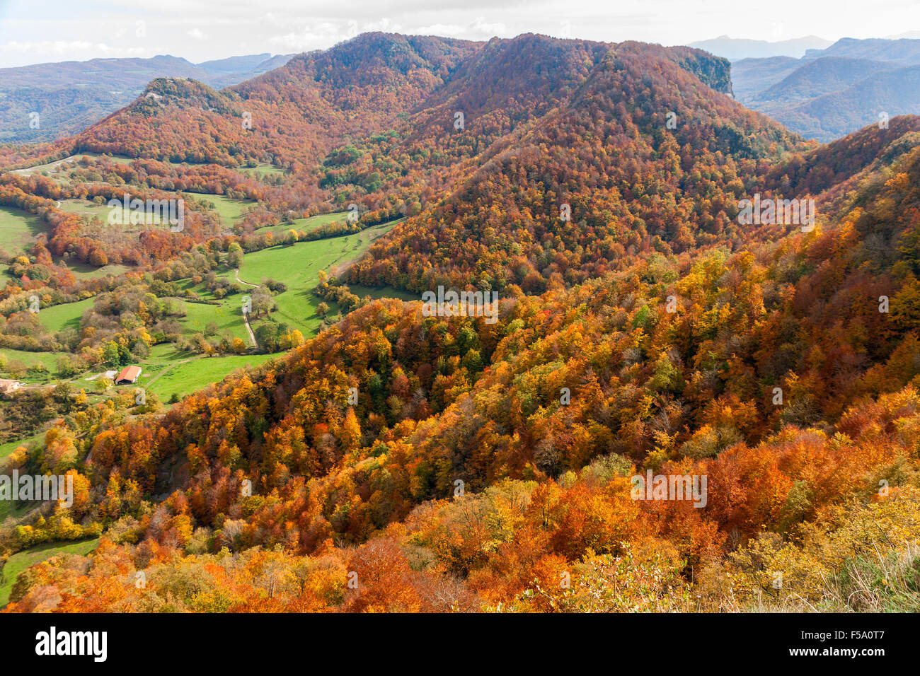 Vall d ' en Bas fallen Landschaft in La Garrotxa, Catalonia Stockfoto