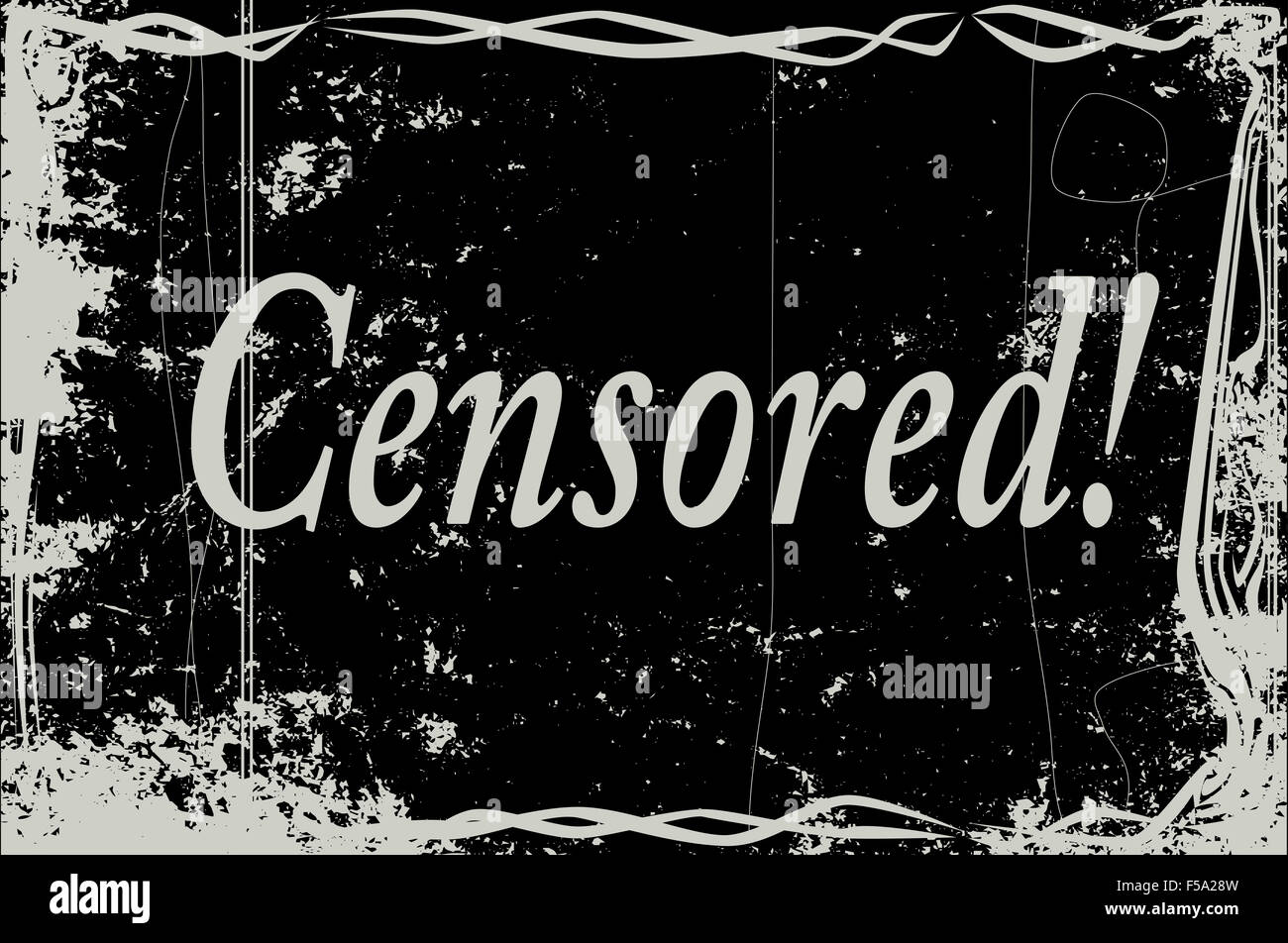 Extrem schwere Grunge Stummfilm Rahmen mit Text zensiert Stockfoto