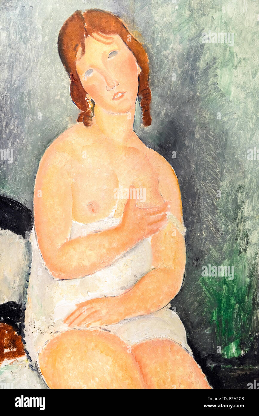 "Junge Frau In einem Hemd" von Amadeo Modigliani Stockfoto