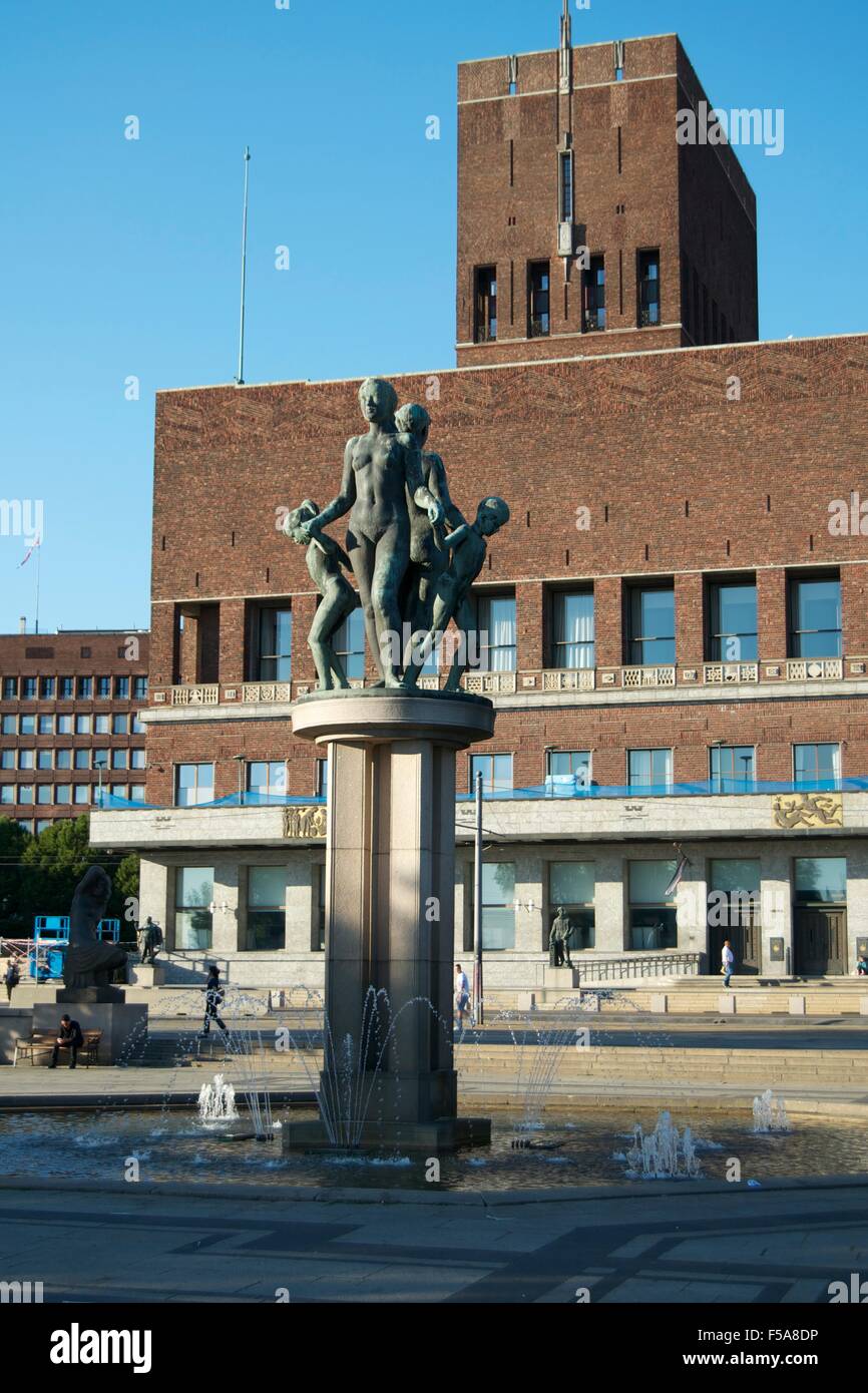Rathaus von Oslo Hafen Wahrzeichen Denkmal Stockfoto