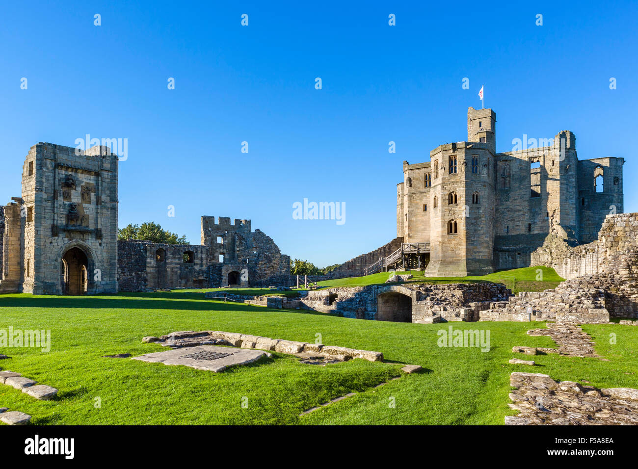 Warkworth Castle, Warkworth, Northumberland, England, Vereinigtes Königreich Stockfoto