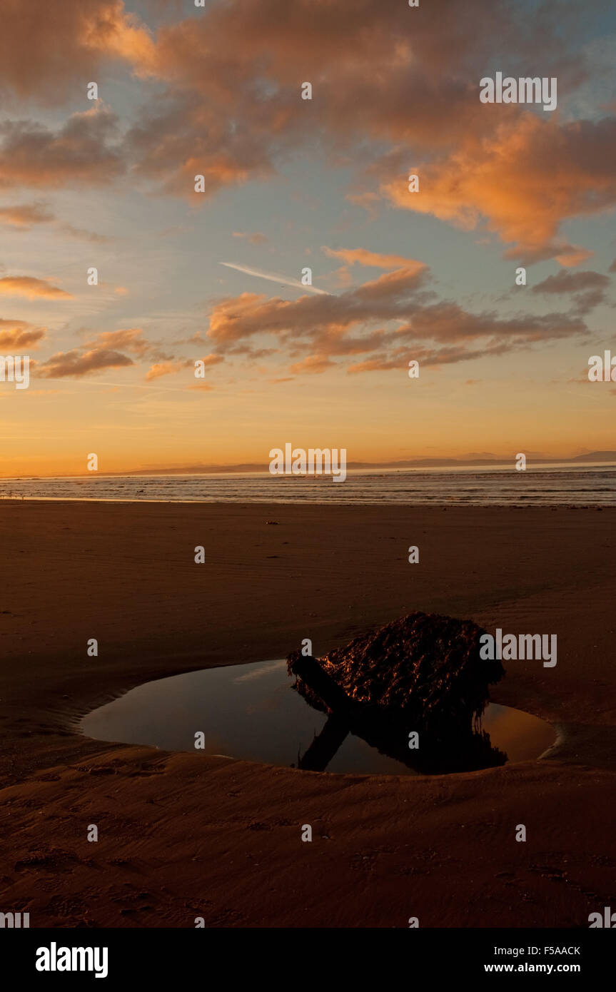 Sonnenuntergang über Seton Sands und den Firth of Forth Stockfoto