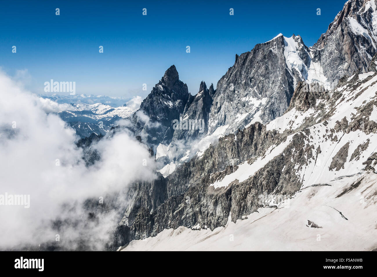 Mont-Blanc-Massiv in Chamonix-Mont-blanc Stockfoto