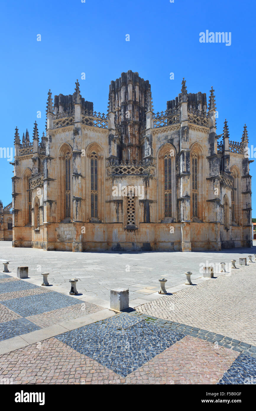 Kloster Batalha. UNESCO-Weltkulturerbe, im Distrikt Leiria, Estremadura, Portugal. 1386-1517 zu bauen. Stockfoto