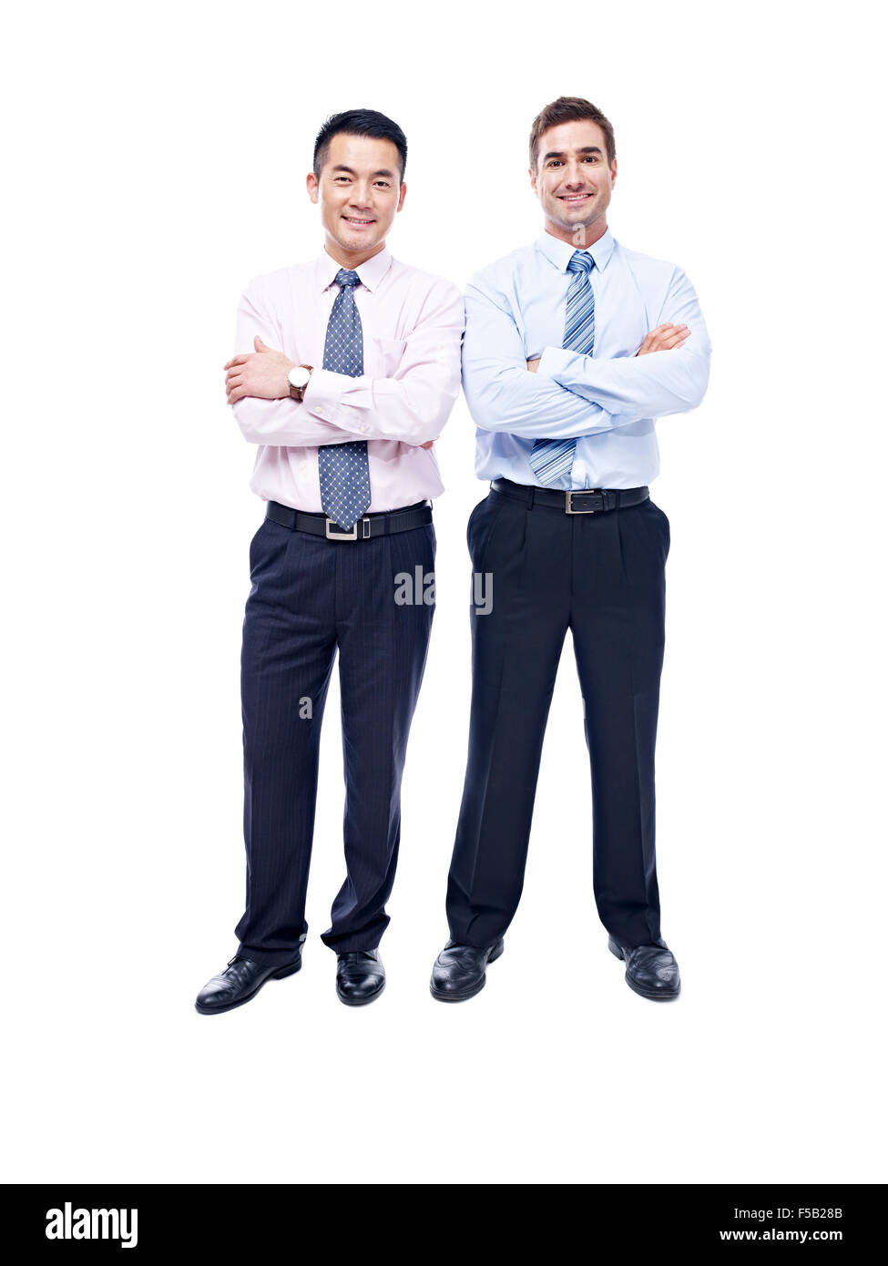 Studio-Porträt der kaukasischen und asiatischen Unternehmer Stockfoto