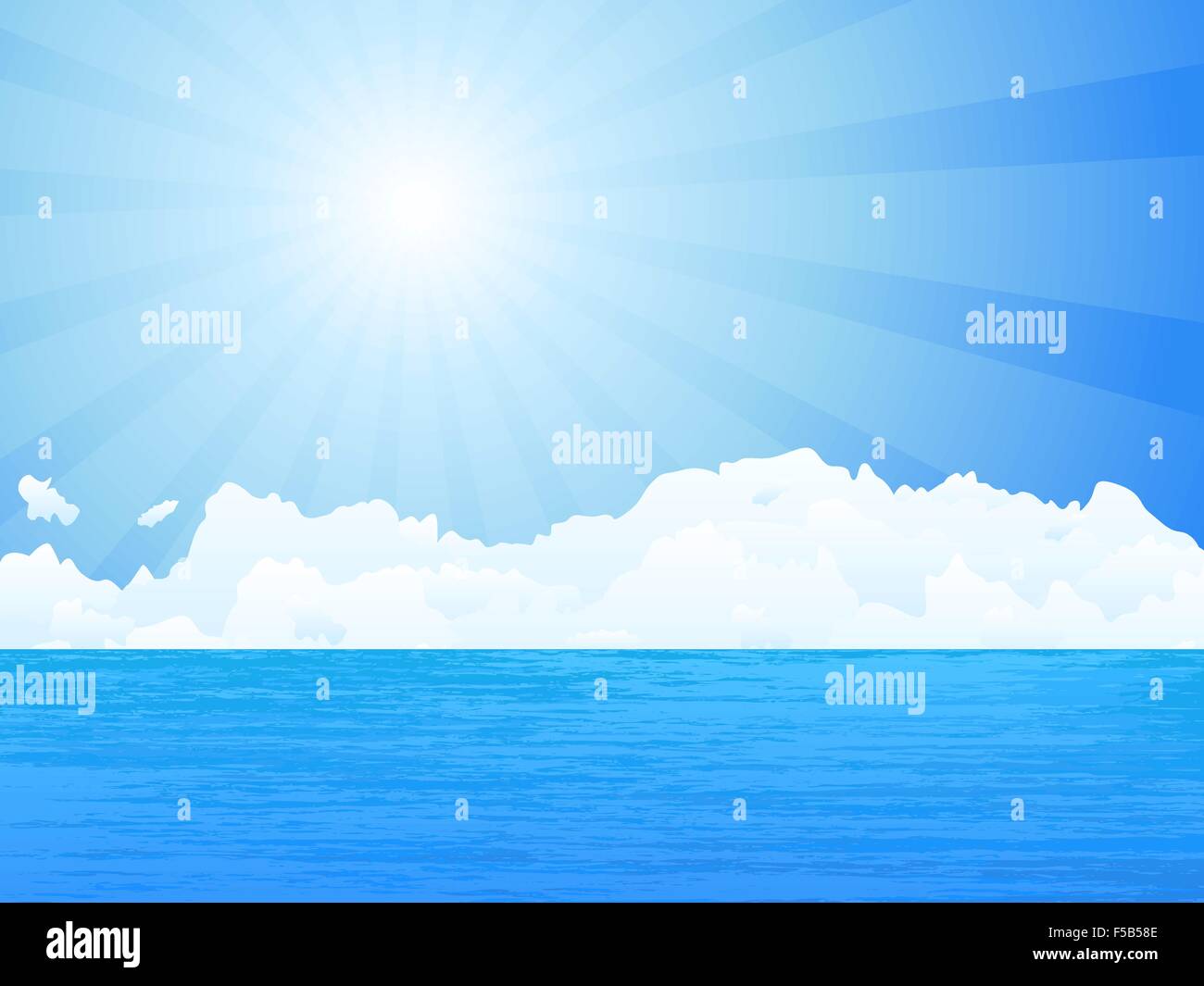 Meer, Sonne und Himmel. Vektor-Illustration. Stock Vektor