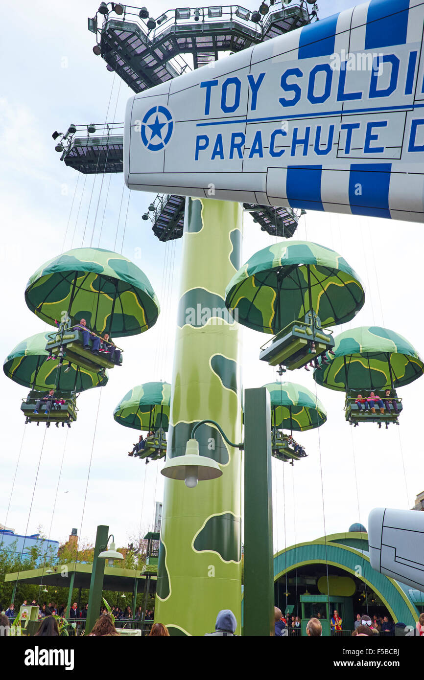 Spielzeug Soldaten Parachute Drop Walt Disney Studios Disneyland Paris Marne-la-Vallée Chessy Frankreich Stockfoto