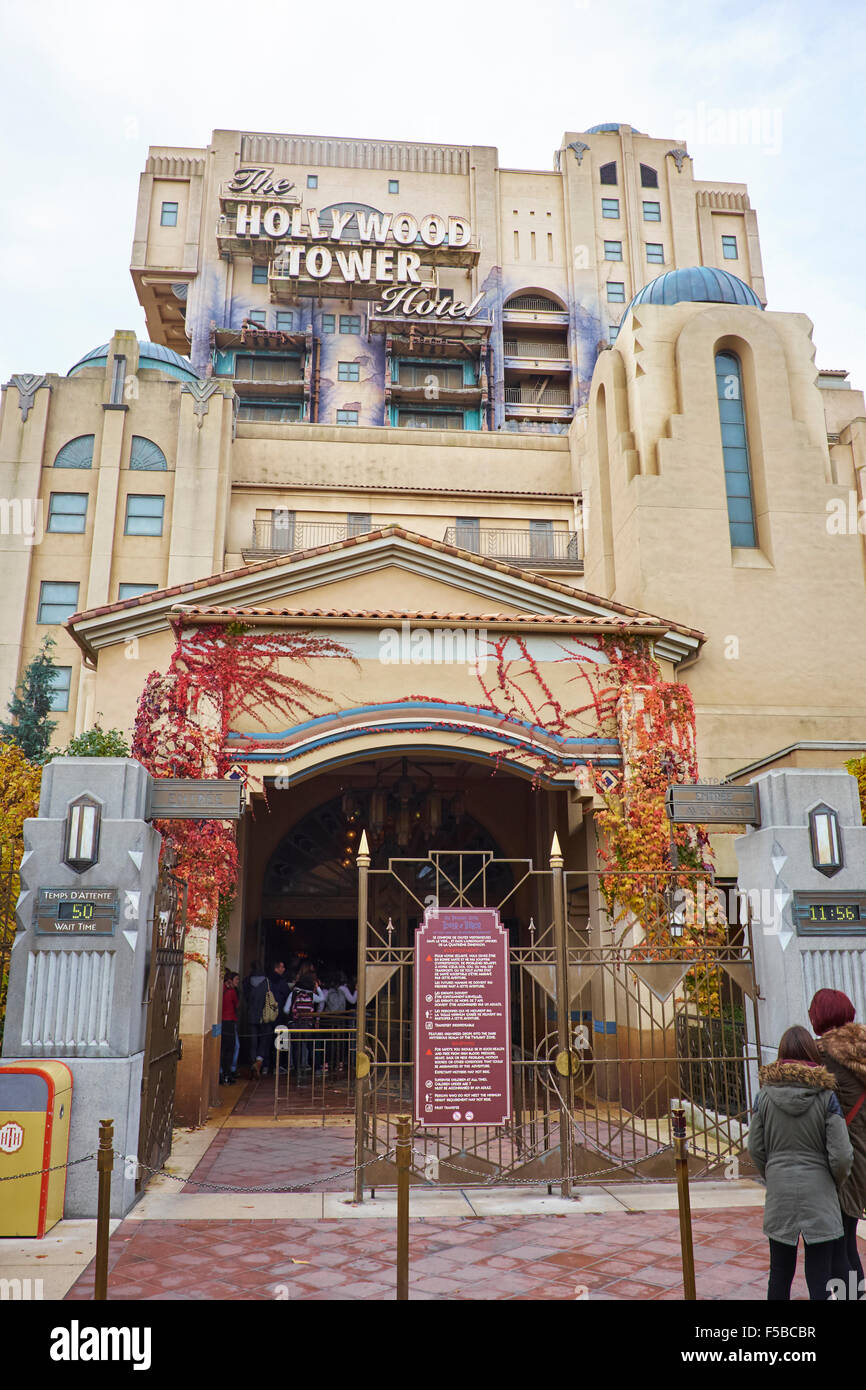 Der Hollywood Tower Hotel Attraktion Walt Disney Studios Disneyland Paris Marne-la-Vallée Chessy France Stockfoto