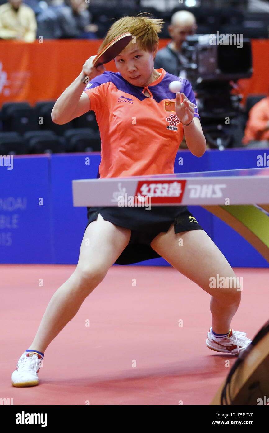 Zhu Yuling (CHN), 31. Oktober 2015 - Tischtennis: 2015 ITTF Frauen World Cup Sendai in Sendai, Japan. (Foto von Sho Tamura/AFLO SPORT) Stockfoto