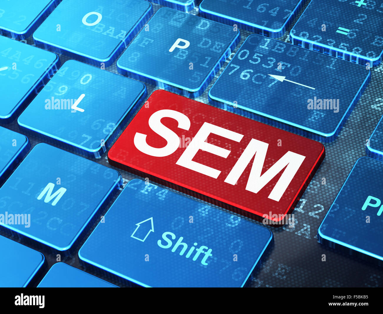 Marketingkonzept: SEM auf Computer Tastatur Hintergrund Stockfoto