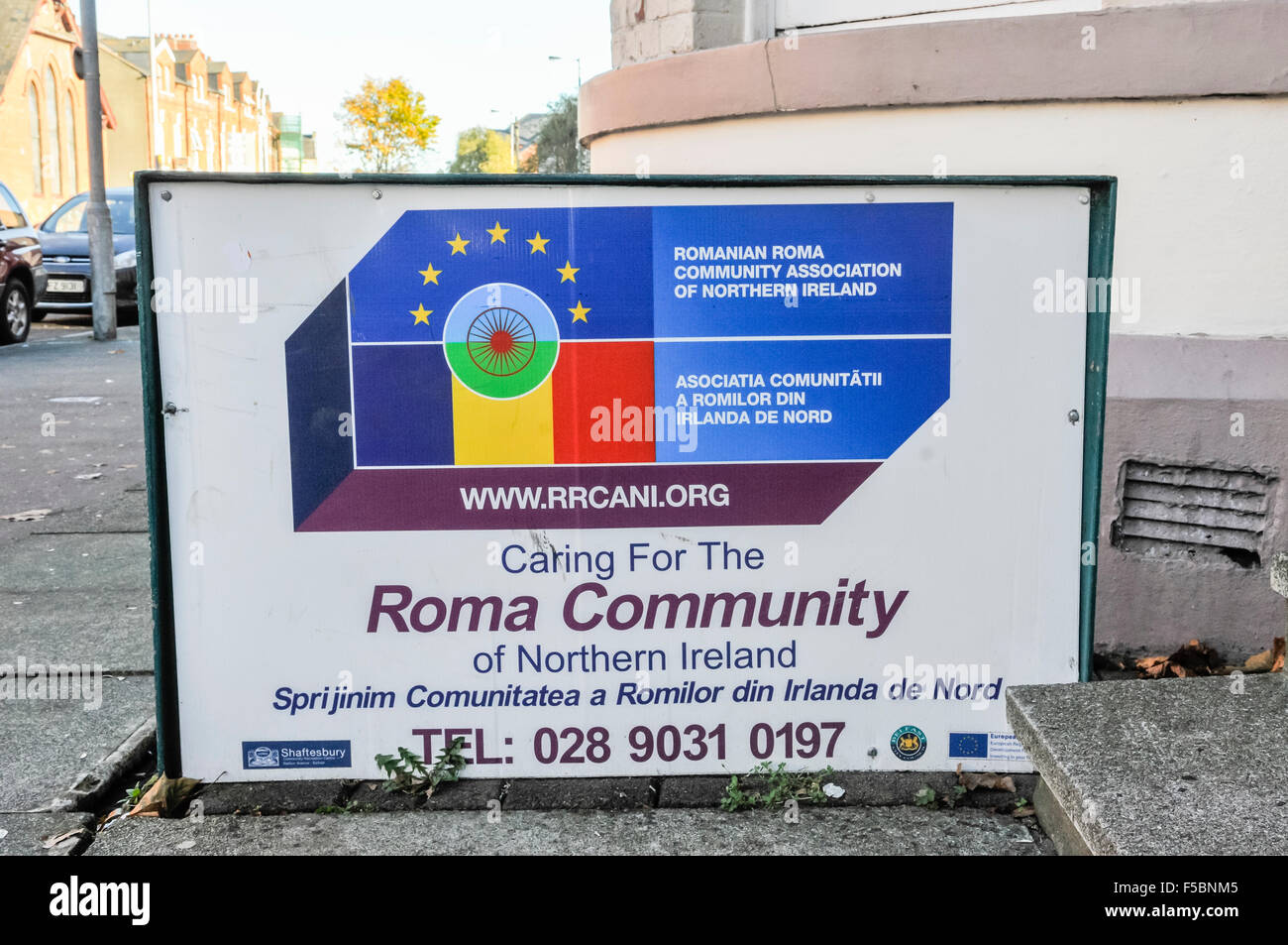 Rumänische Roma Community Association of Northern Ireland. Stockfoto
