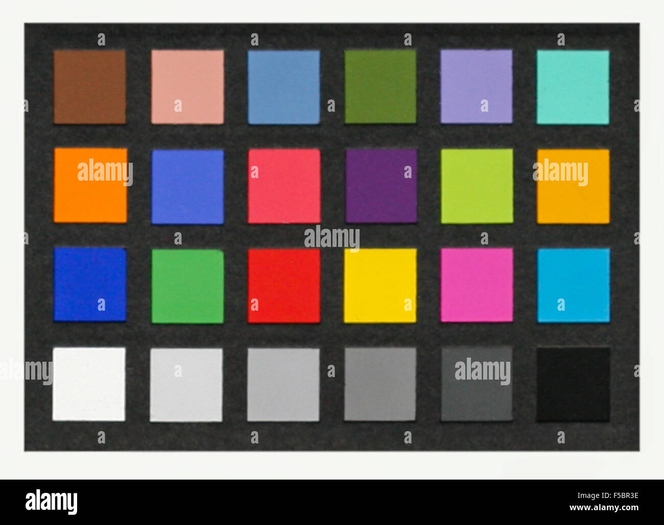 Farbkarte von Fotografen verwendet, um genaue Farbkorrektur und Reproduktion in der Nachbearbeitung zu ermöglichen. Stockfoto
