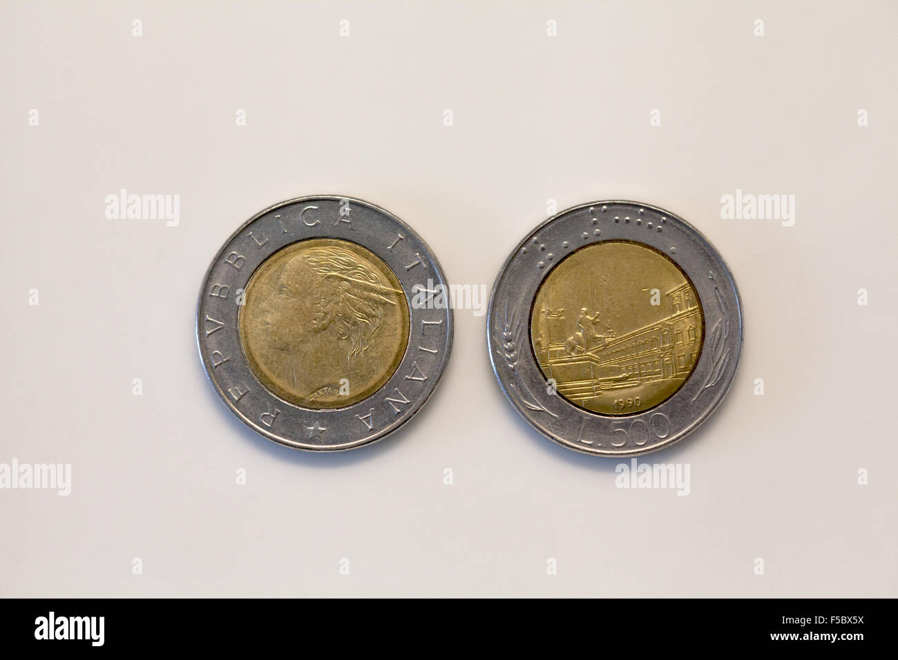 moderne Cinquecento Lire italienischen alte Währung Münze Stockfoto