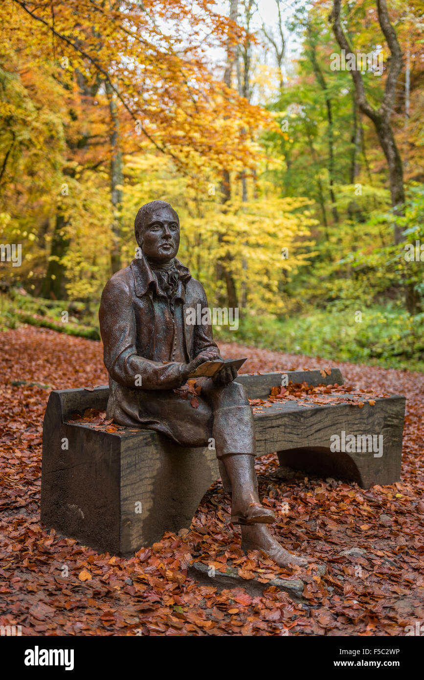 Statue des schottischen Dichters Robert Burns bei Birks Aberfeldy in Perthshire Schottland im Herbst oder im Herbst Saison Stockfoto