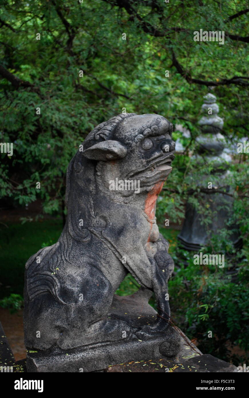 Tier-Statue im Königspalast in Phnom Penh Kambodscha Stockfoto