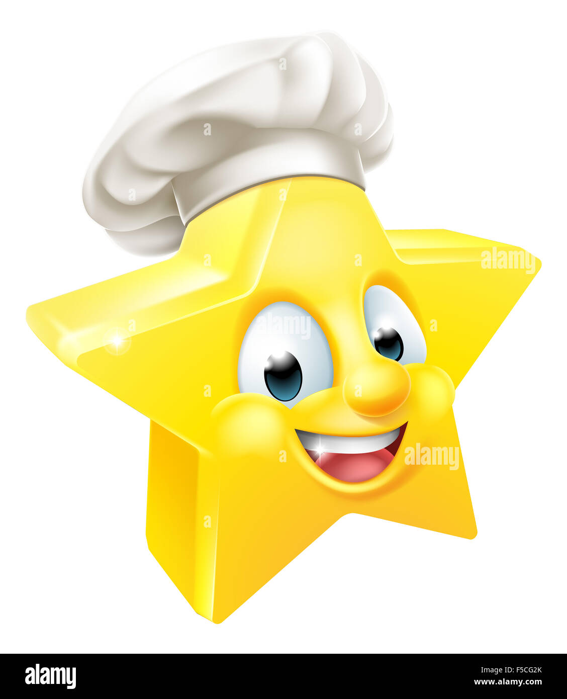Cartoon-star-Koch oder Bäcker Emoji Emoticons Maskottchen Stockfoto