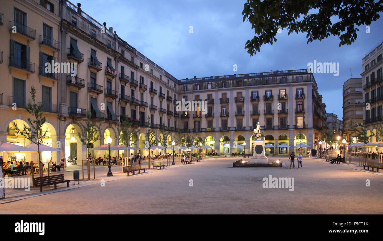 Platz der Unabhängigkeit in Girona-Katalonien-Spanien Stockfoto