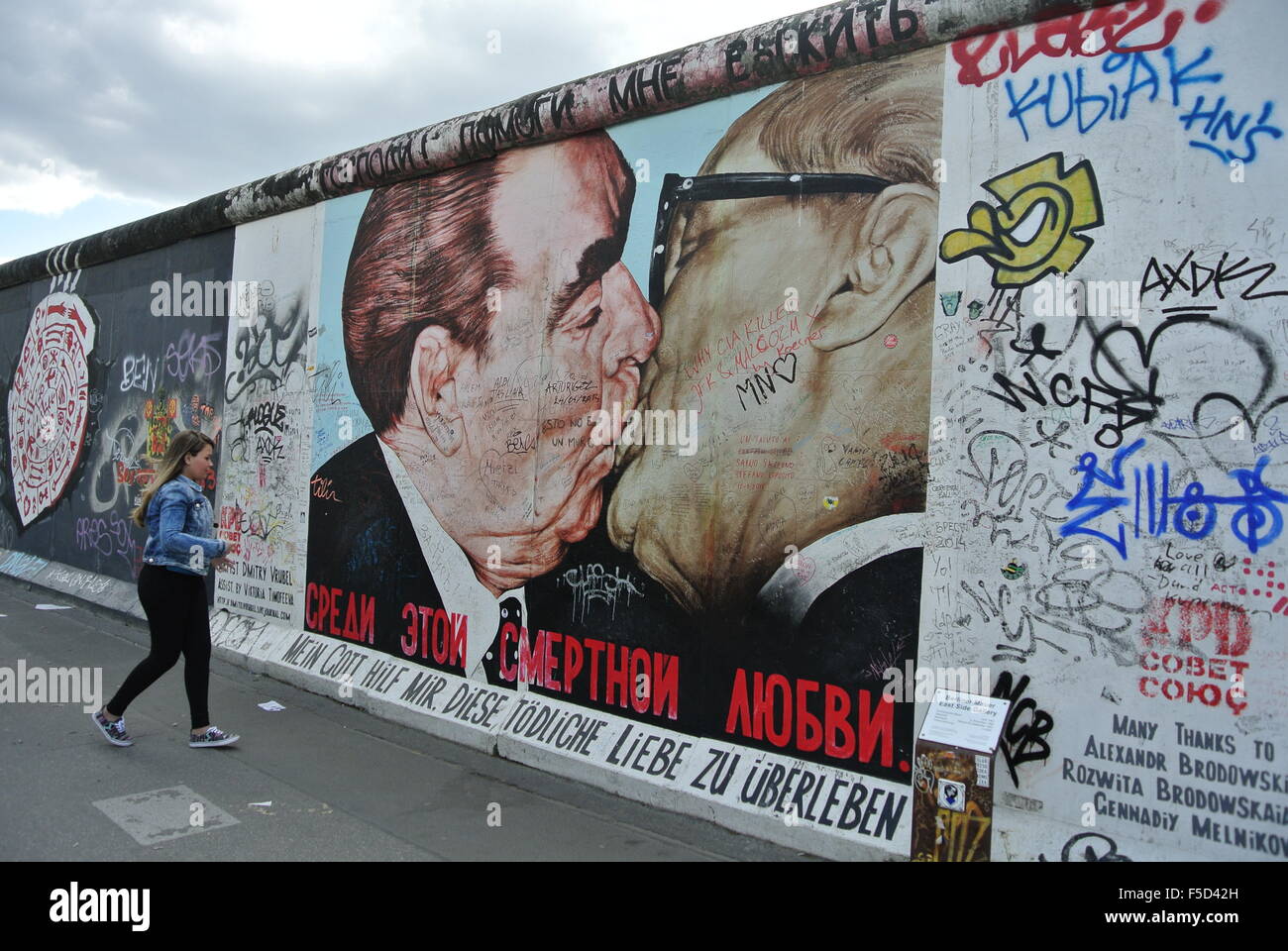 Graffiti, Berliner Mauer Stockfoto
