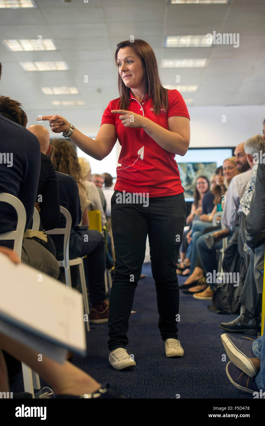 Die unternehmerisch-Spark Kleinunternehmen Trainingstag am Trinity Quay, Bristol - ein Wortspiel Verband mit Exzellenz Enginee Stockfoto