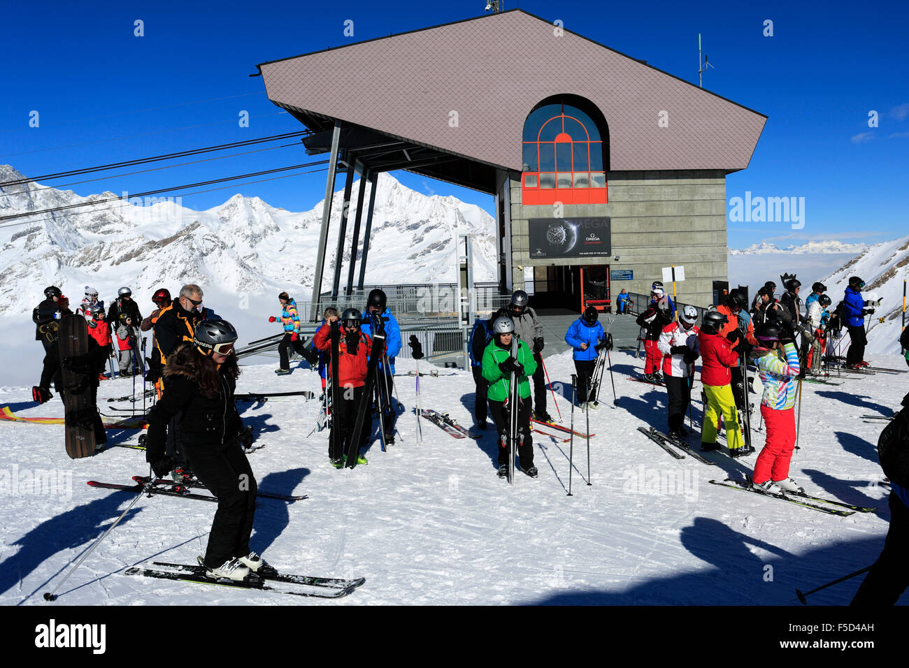 Winter, Schnee, Skigebiet Zermatt, Kanton Wallis, Walliser Alpen, Süden der Schweiz, Europa. Stockfoto