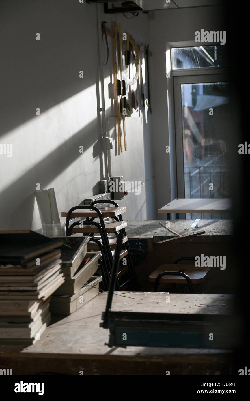 3d-Klassenzimmer, Bildungseinrichtung, Ausbildungseinrichtung, Zentrum des Lernens, der Sitz des Lernens Stockfoto