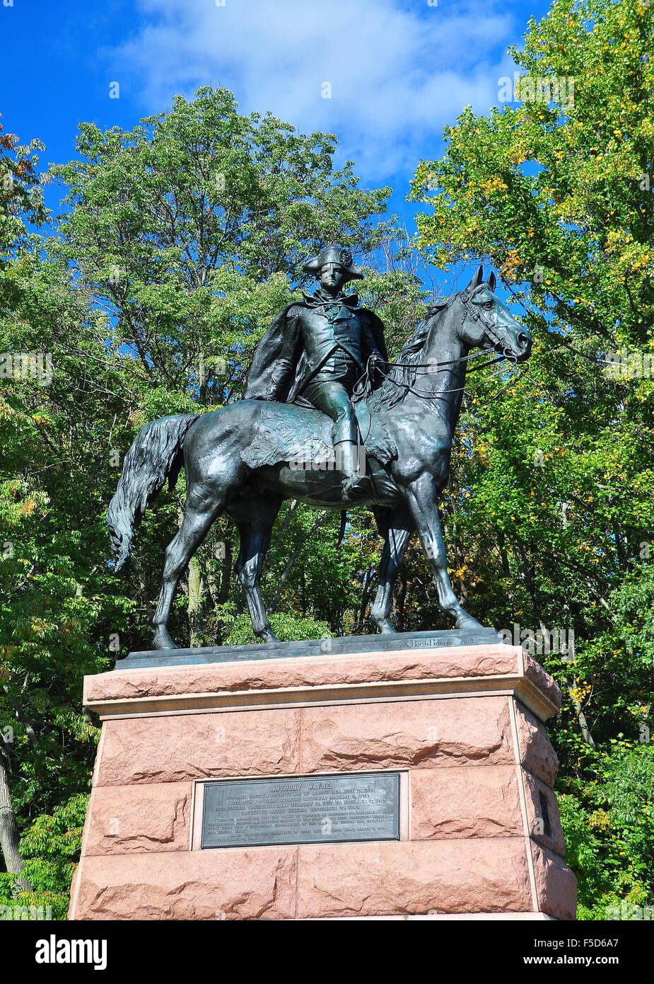 Valley Forge, Pennsylvania: Equestrian Statue von General Anthony Wayne bei Valley Forge National Historic Park * Stockfoto