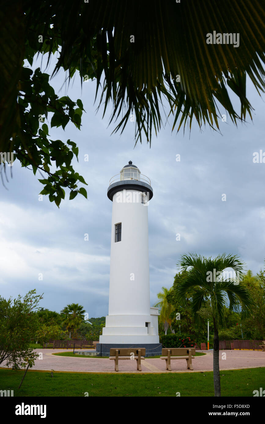 Rincón Leuchtturm oder El Faro de Punta Higuero. Puerto Rico. Territorium der USA. Karibik-Insel. Stockfoto