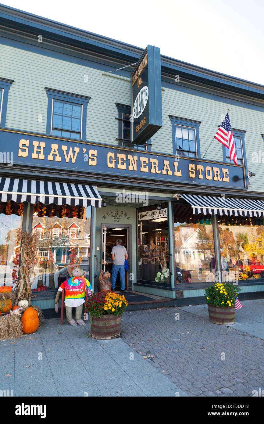 Shaws Gemischtwarenladen, Main Street, Stowe Vermont VT USA Stockfoto