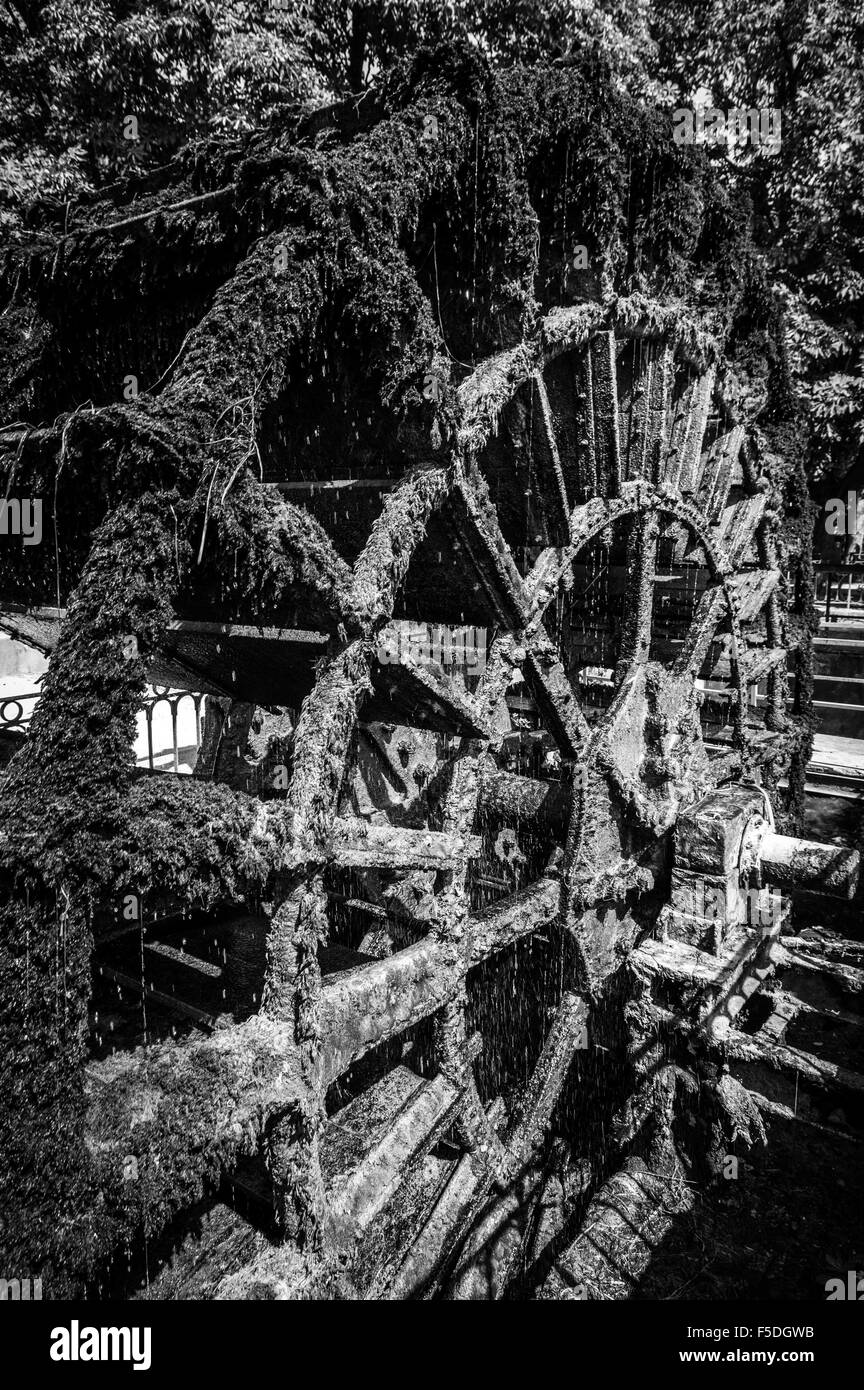 Einer von mehreren Wasserrädern in L'Isle-Sur-la-Sorgue, Frankreich Stockfoto