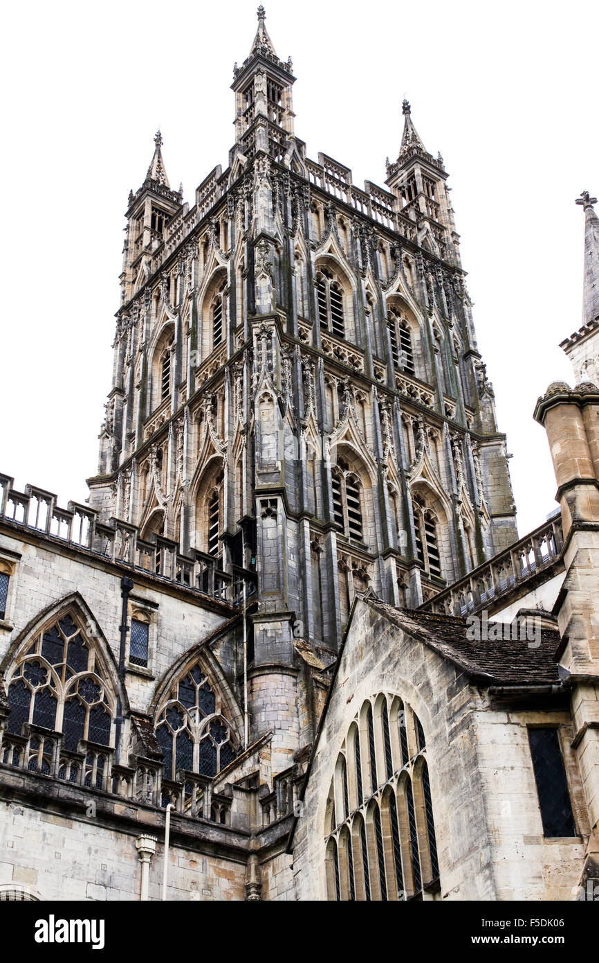 Kathedrale von Gloucester, formal die Cathedral Church of St. Peter und die Heiligen und unteilbare Dreifaltigkeit in Gloucester, England. Stockfoto